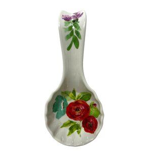 Pioneer Woman Spoon rest  8.5” Off White/teal/green/red  Floral Melamine